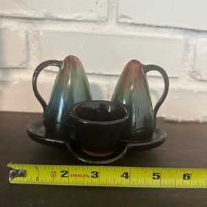 Rossa pottery Ireland 🍀 vintage salt pepper mustard tray red ware set